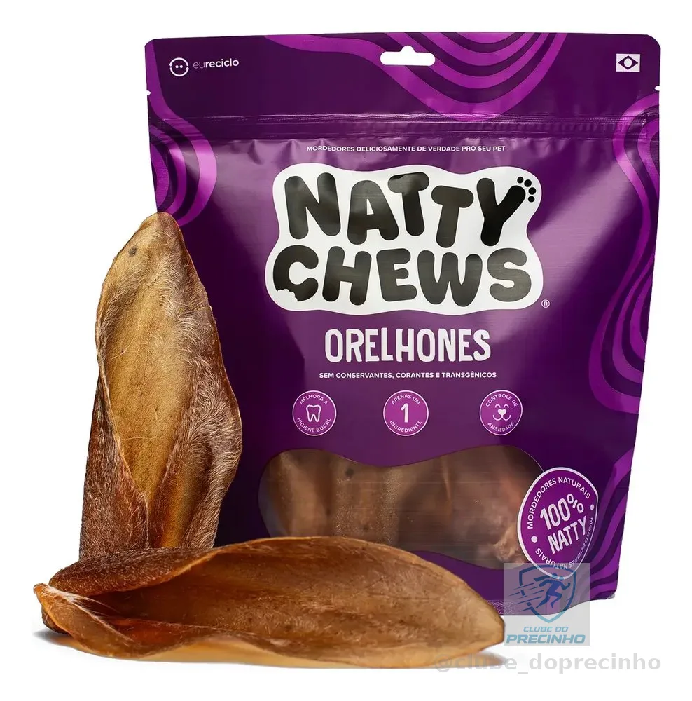 Orelha Bovina Desidratada Natural Natty Chews Orelhones Para Cães
