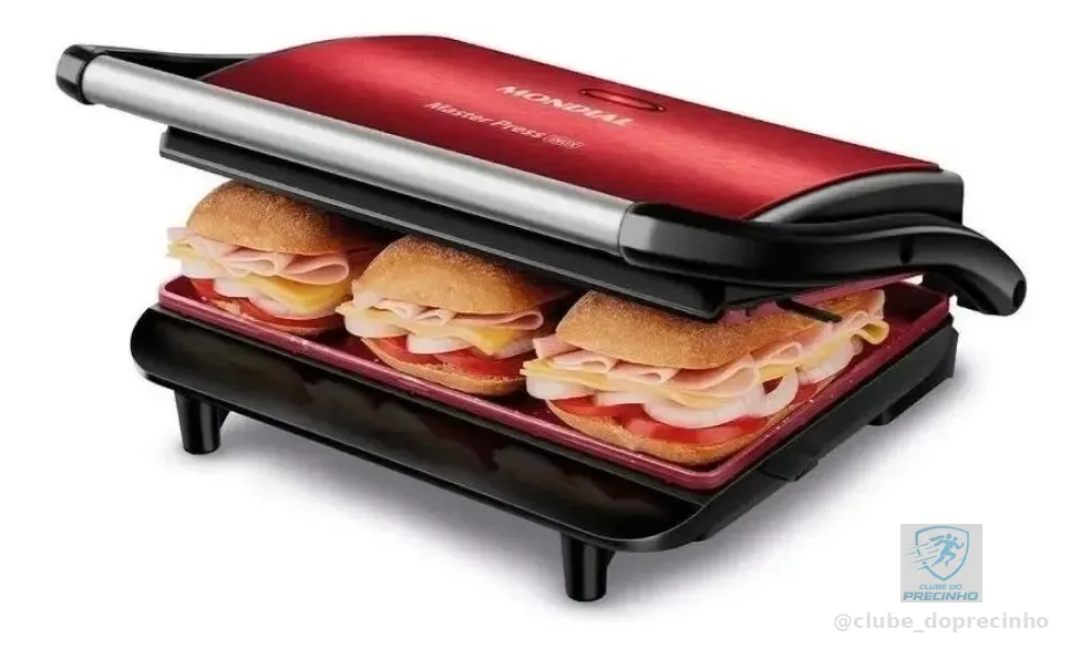Grill e Sanduicheira Press Grill Red Ceramic PG-01-RC Vermelho e Preto 1000W Mondial