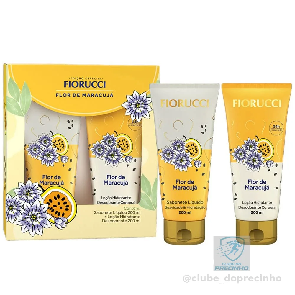 FIORUCCI Kit Sabonete Líquido 200ml + Loção Hid. 200ml FLOR DE MARACUJA