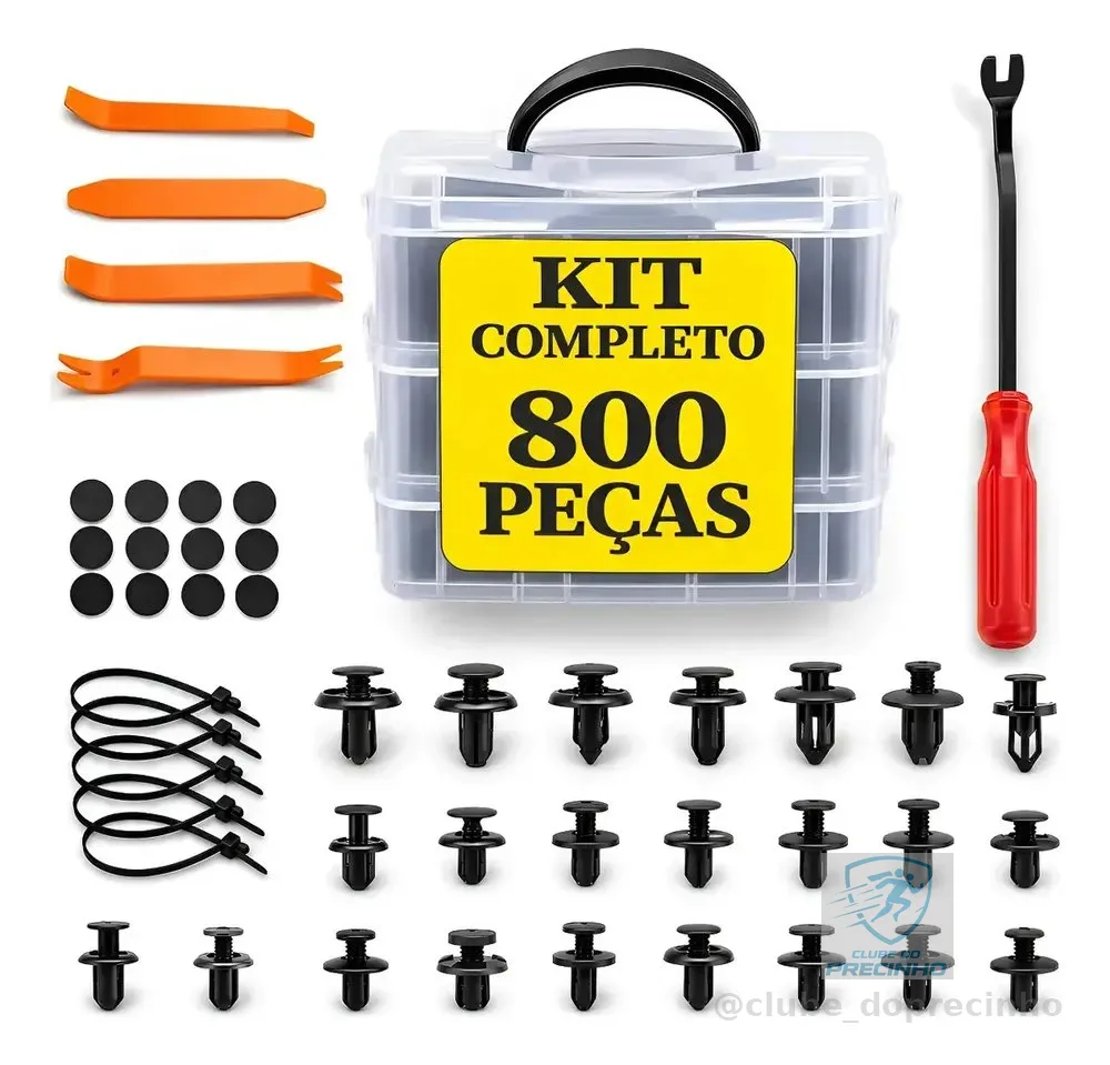 Kit Presilhas Grampos Automotivos 800 Peças Universal Rebite