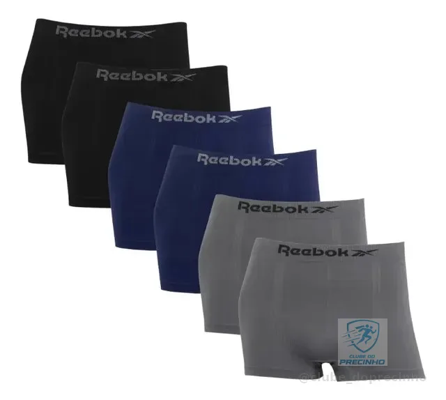 Kit 6 Cuecas Boxer Reebok Classic Microfibra Sem Costura