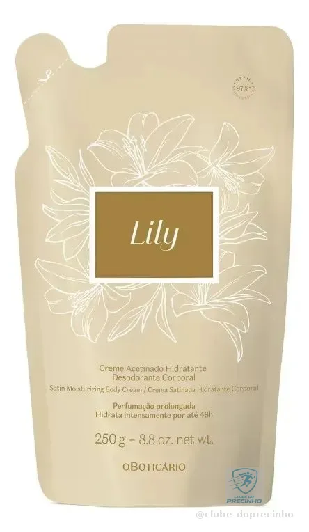 O Boticário Refil Creme Acetinado Hidratante Desodorante Corporal Lily 250g