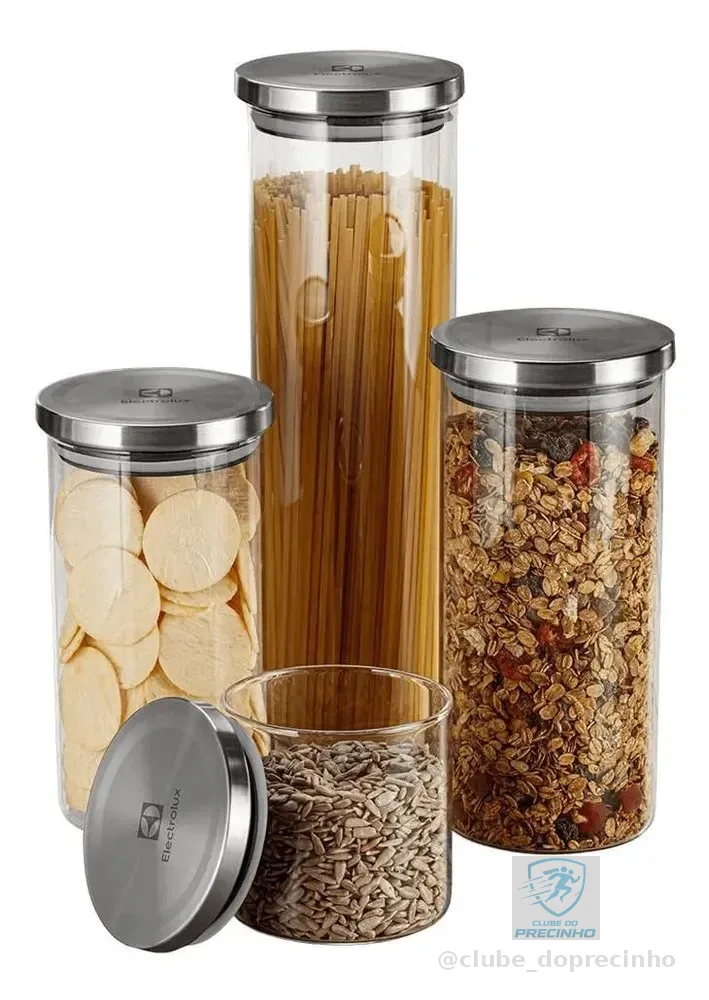 Kit Potes De Vidro Porta Mantimentos Herméticos Electrolux - Transparente