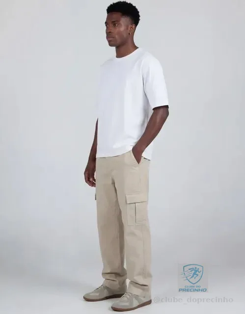 Calça Cargo Premium Masculina Sarja 100% Algodão Skatista