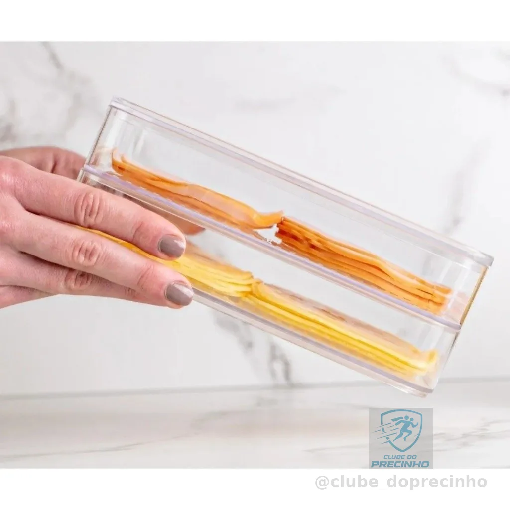 Porta Frios Hermético Acrílico Duplo 1000ml Pote de Mantimentos Cozinha Geladeira