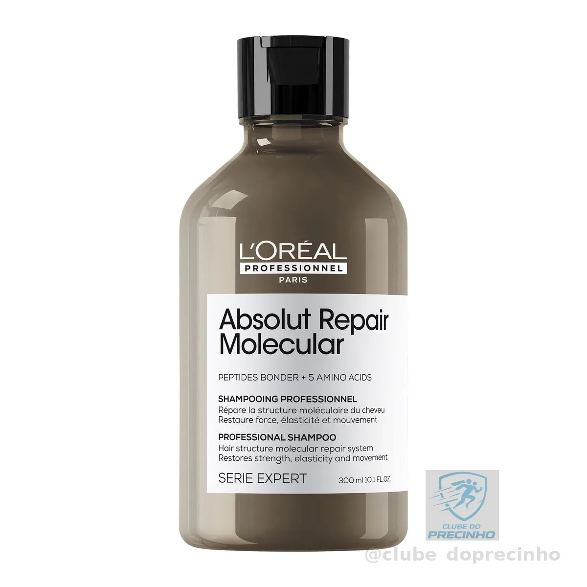 L’Oréal Professionnel Shampoo Absolut Repair Molecular, Repara Danos e Restaura Todos os Tipos de Cabelos Danificados, Sem Sulfato, SERIE EXPERT, 300ml
