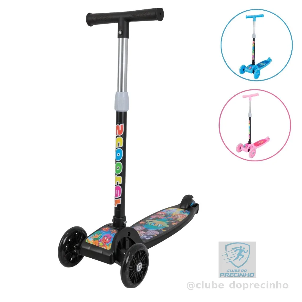 Patinete infantil 3 rodas com led ajustável scooter dobrável menino menina