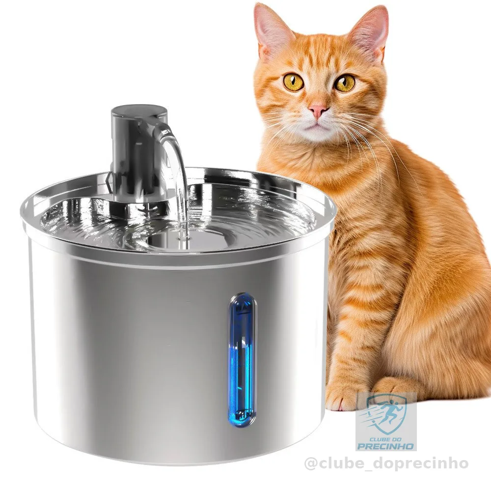 Newpet 3L De Aço Inoxidável Bebedouro Pet Inteligente Fonte de Água Para Gatos e Cães Automático Com Filtro BIVOLT