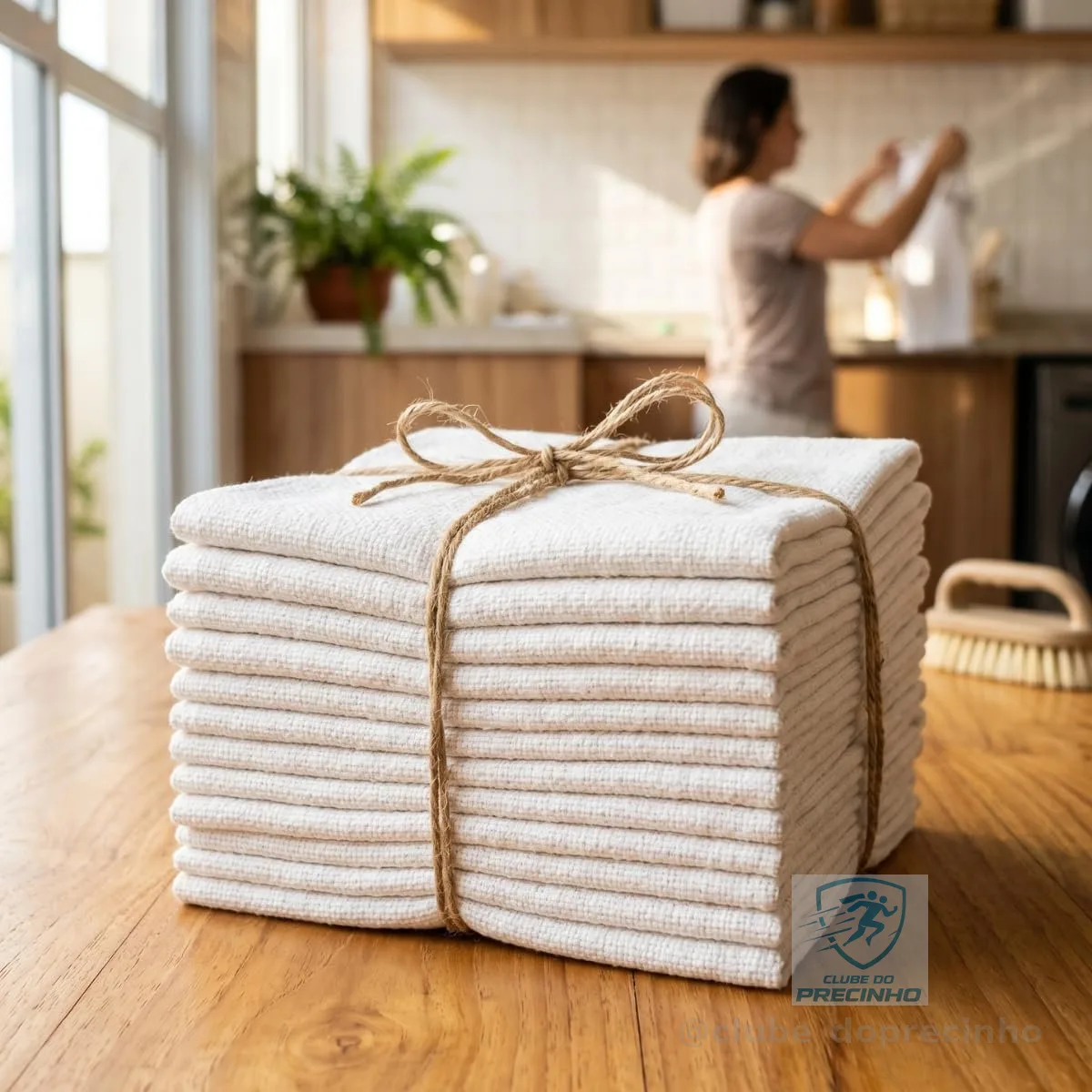 Pano de Chão Branco 45x65cm Algodão Grosso Resistente Kit com 10 Grande Absorvente para Limpeza Pesada e Faxina Multiuso Flanela Toalha de Piso Material de Limpeza Panos de Chão
