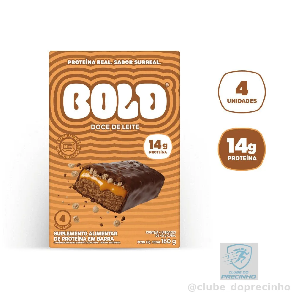 Bold Barra de Proteína Doce de Leite 14g Kit com 4 Unidades