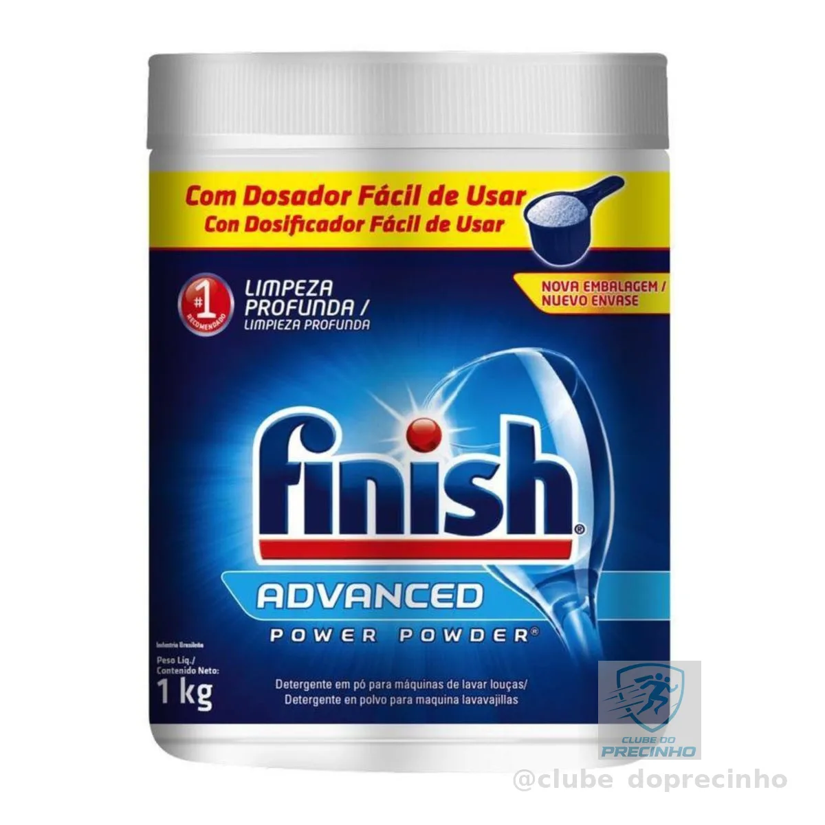 Finish Advanced Detergente para Lava Louças em Pó, Sabão Limpeza Profunda, 1kg