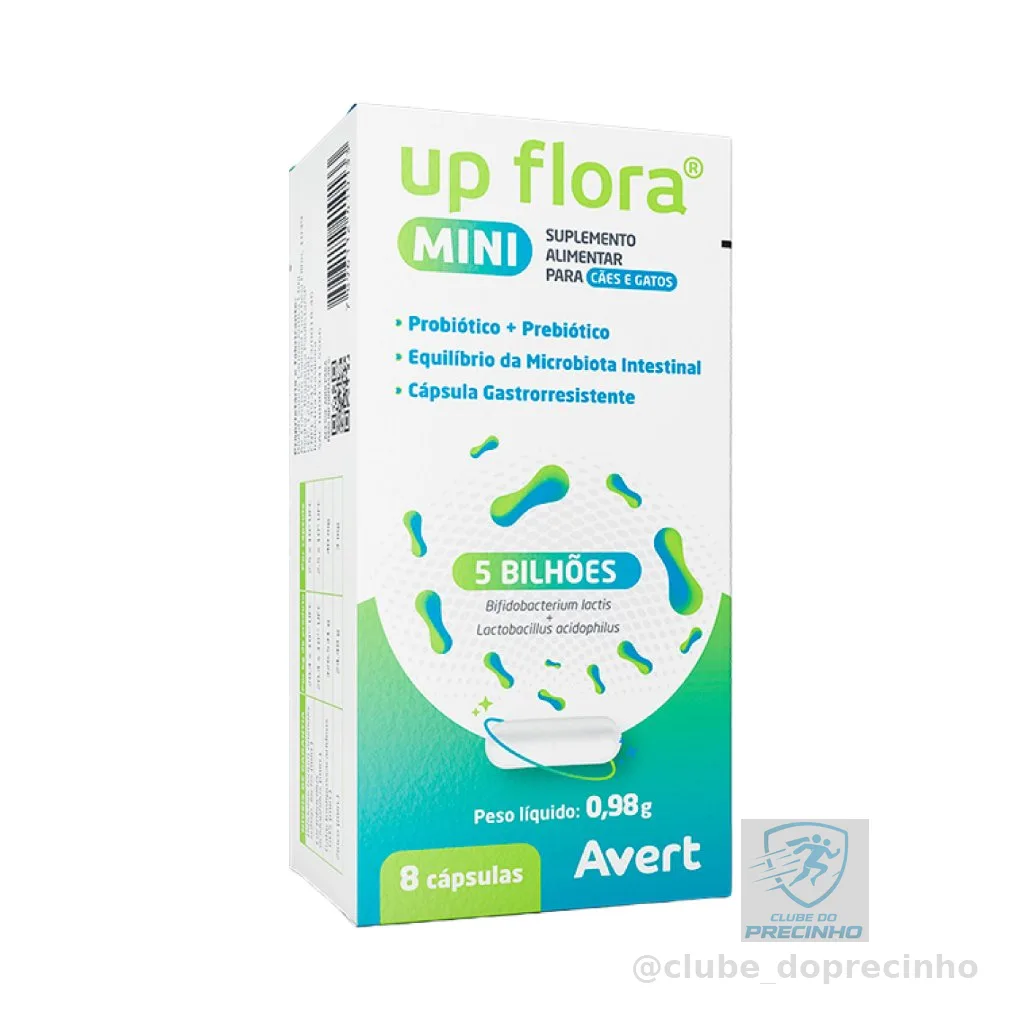 Up Flora Mini suplemento para cães e gatos 8 cápsulas