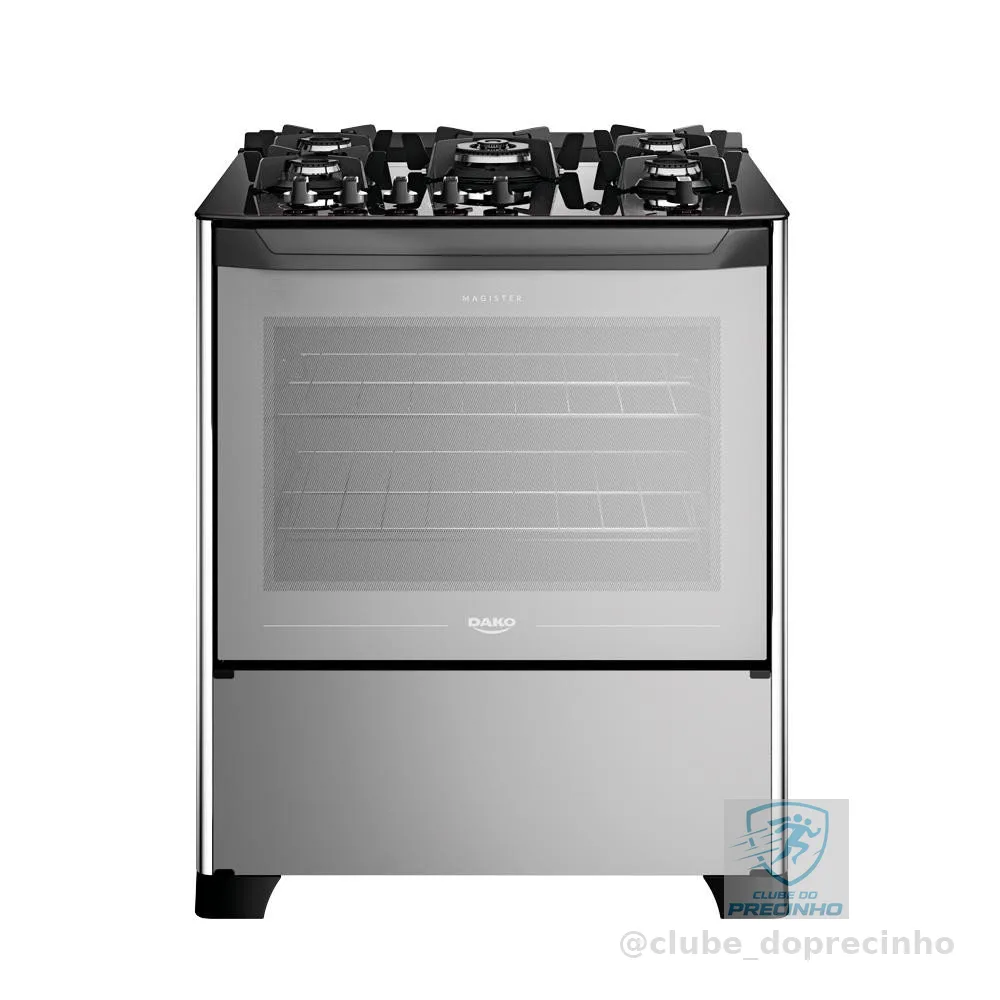 Fogão 5 Bocas Dako Magister Style Mesa de Vidro Bivolt