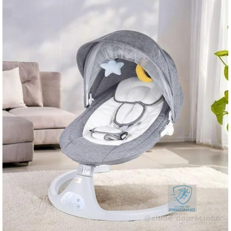 Cadeira de Descanso Balanço para Bebê com Música Mosquiteiro Controle Remoto Premium