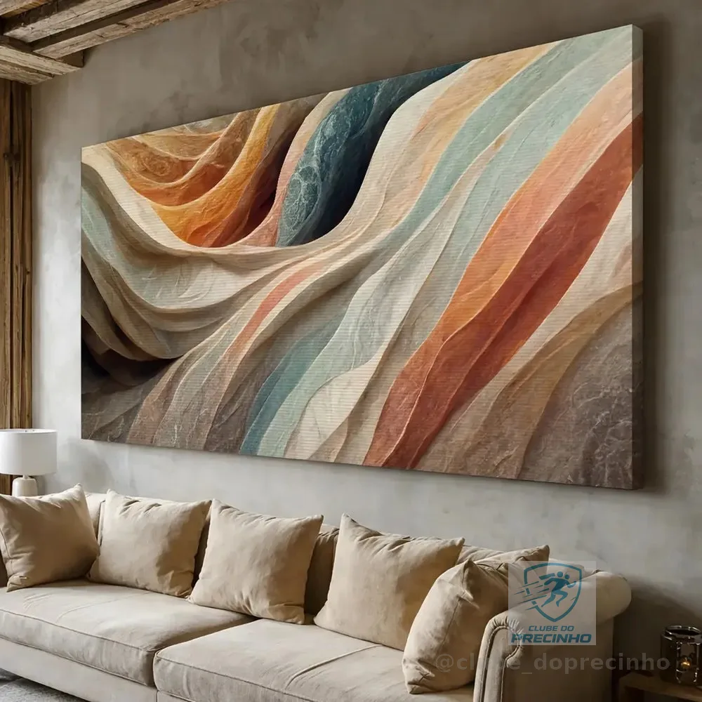 Quadro Decorativo Sala Grande 130x70 Luxo Abstrato Tela Marrom Canvas