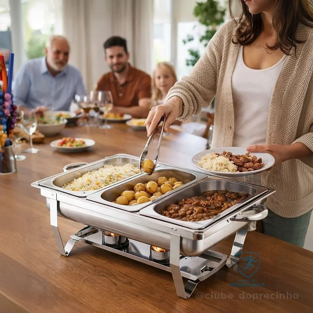 Jma Inox Kl065-03-1 Rechaud 9 Litros 1/3 Panelas Banho Maria 3 Cubas Buffet