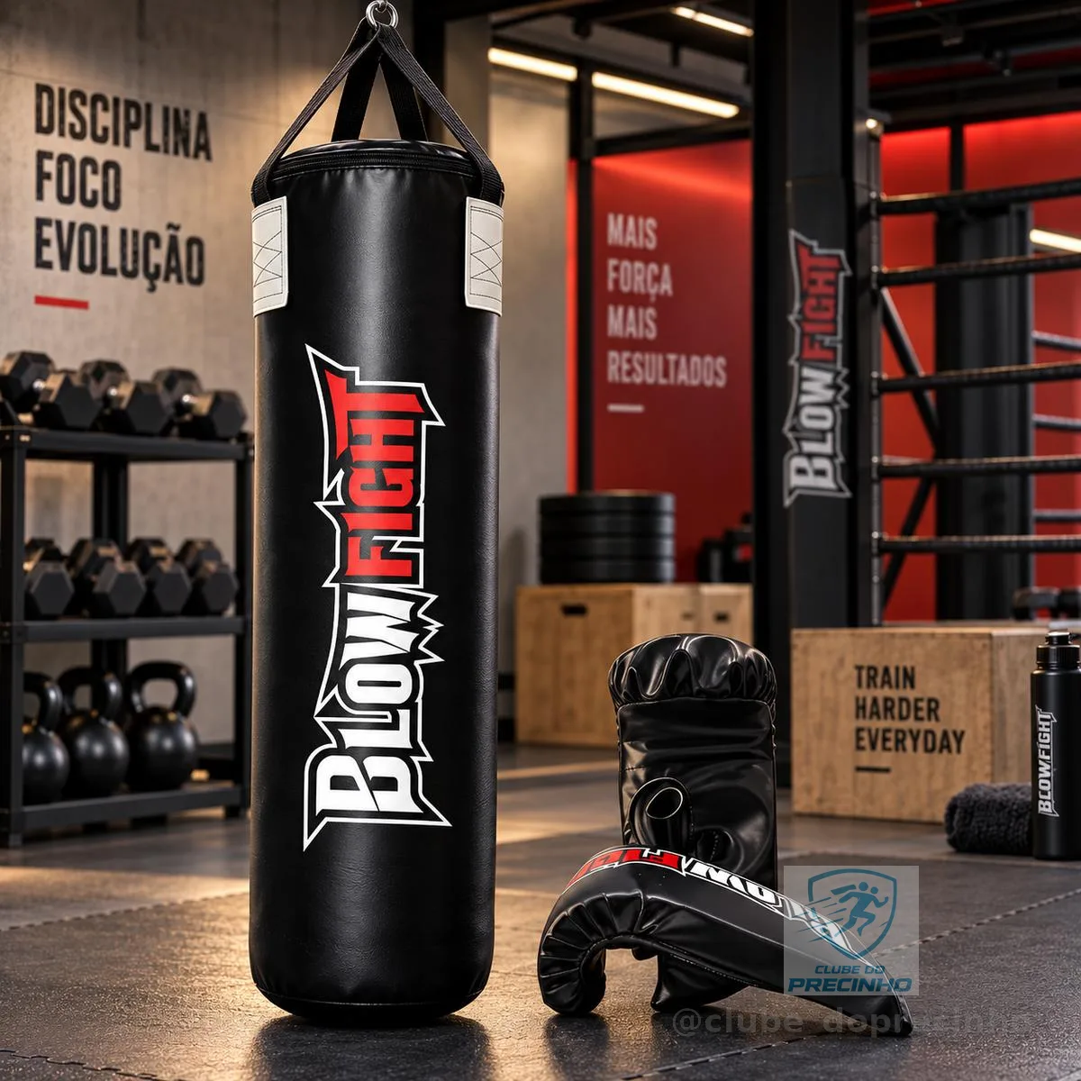Saco De Box 90 Cm Profissional + Luva Bate Saco Preto