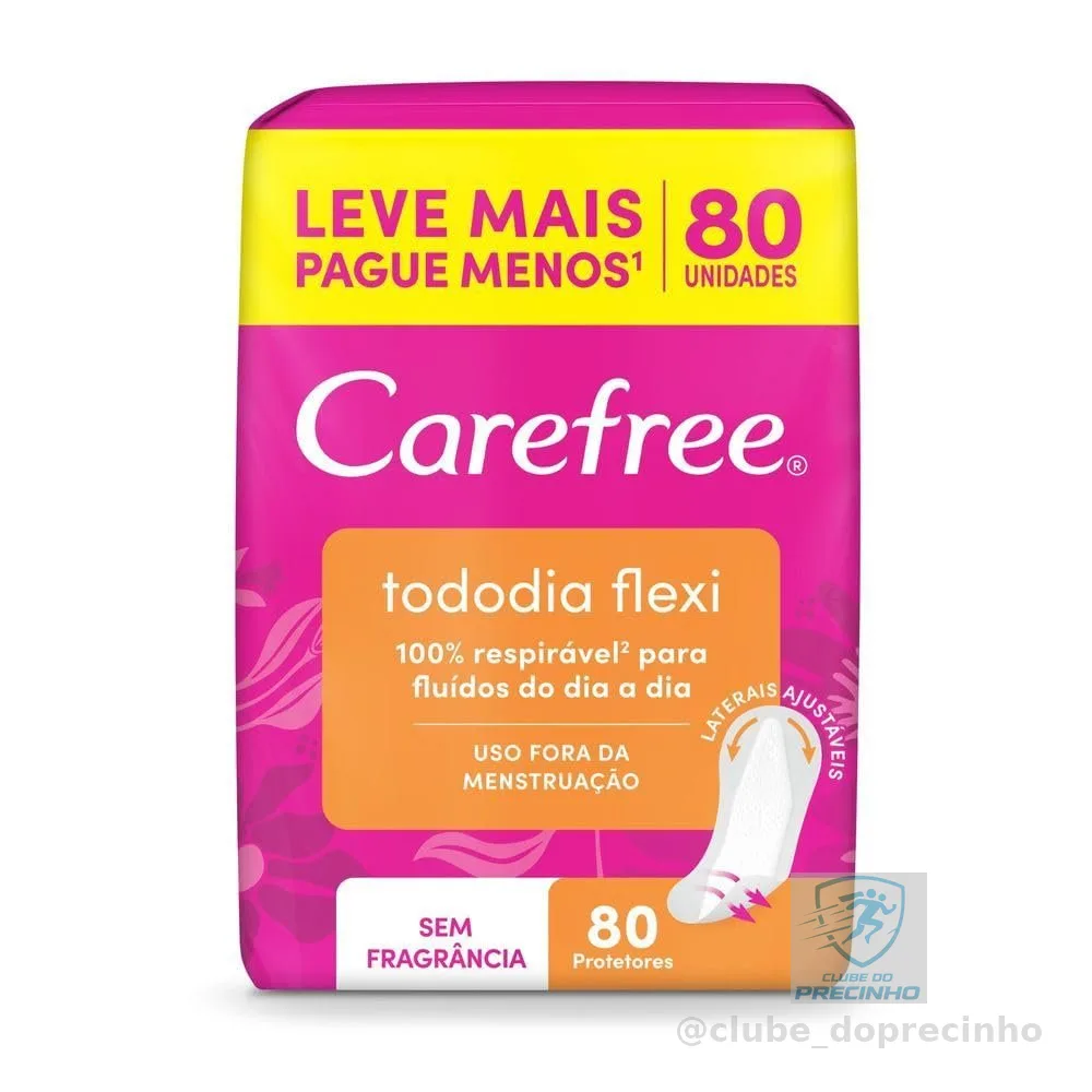 Carefree Protetor Diário Todo Dia Flexi Sem Fragrância, 80un
