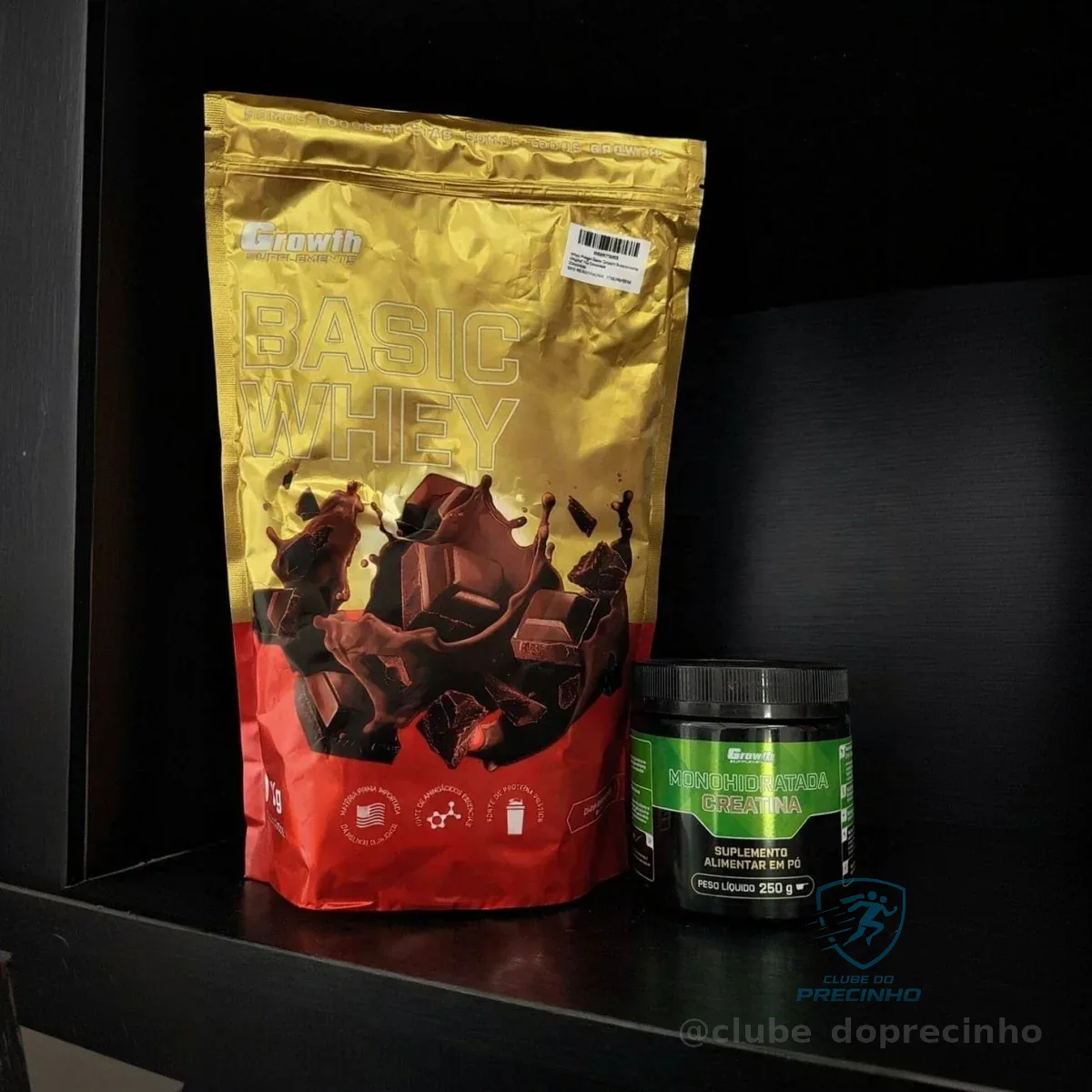 Kit Growth: Whey Protein Basic Chocolate 1kg + Creatina Monohidratada 250g