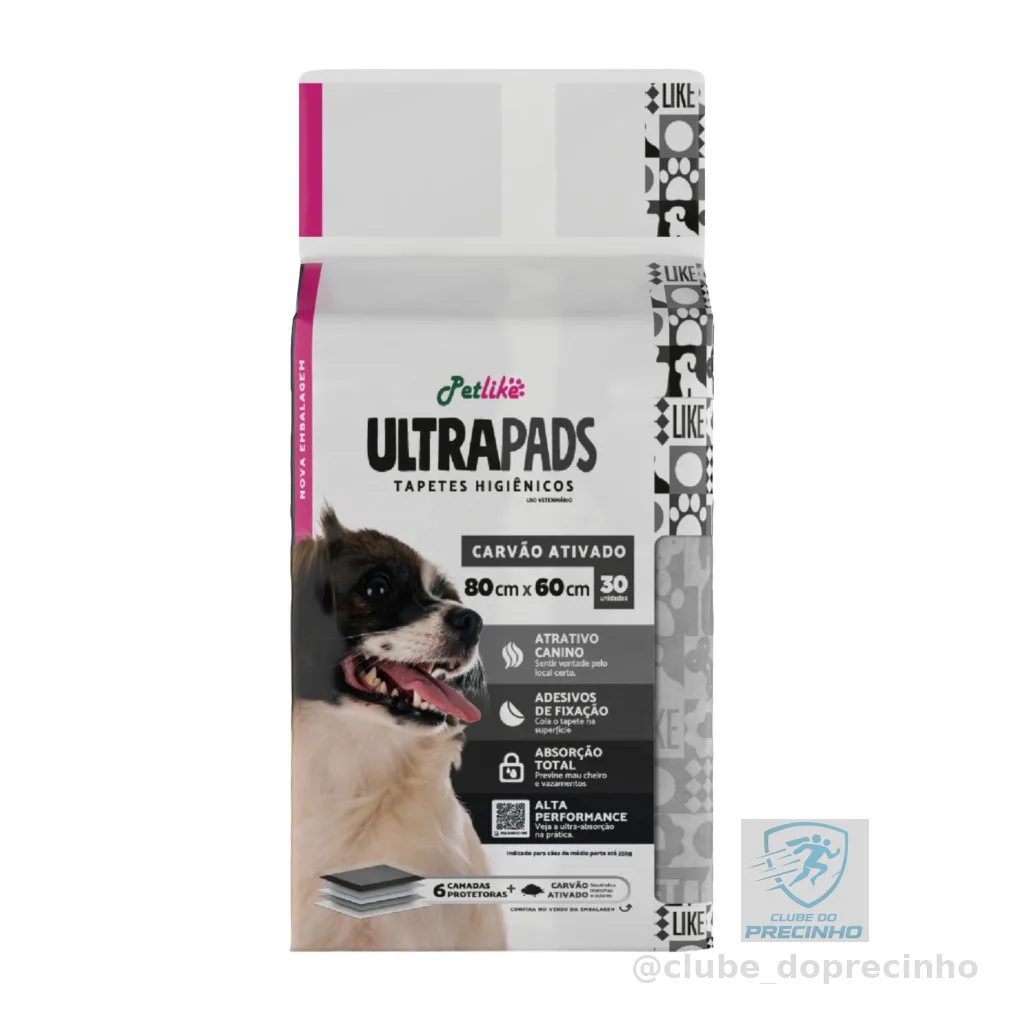 Tapete higiênico Ultra Pads Carvão 60x80 cm 30 unidades