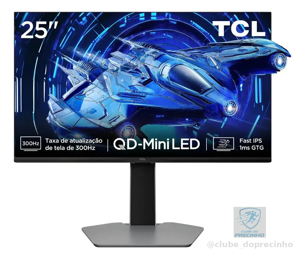 Monitor Gamer TCL 25 Polegadas QLED Mini LED Full HD G64 300Hz 1ms (GtG) Freesync HDR 600 nits 25G64