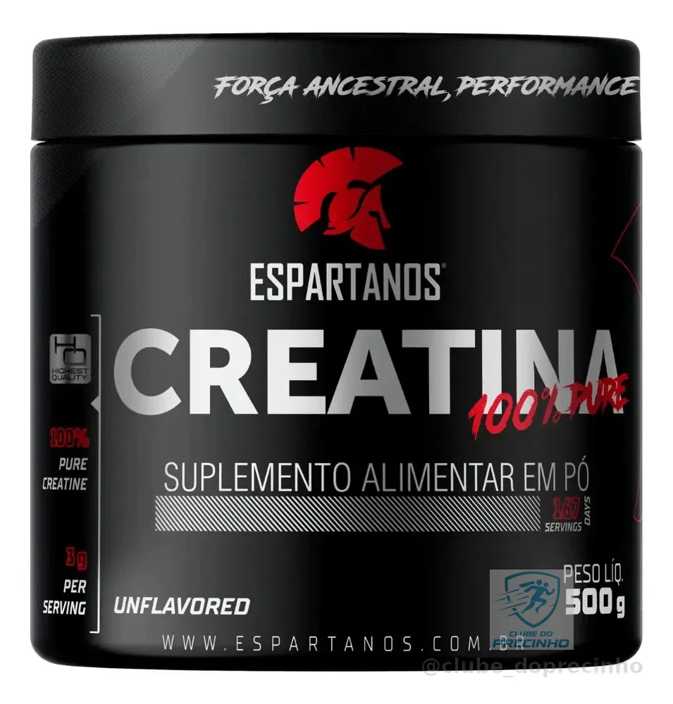 Creatina Monohidratada 500g Suplemento em pó 100% Pura Espartanos Sem sabor