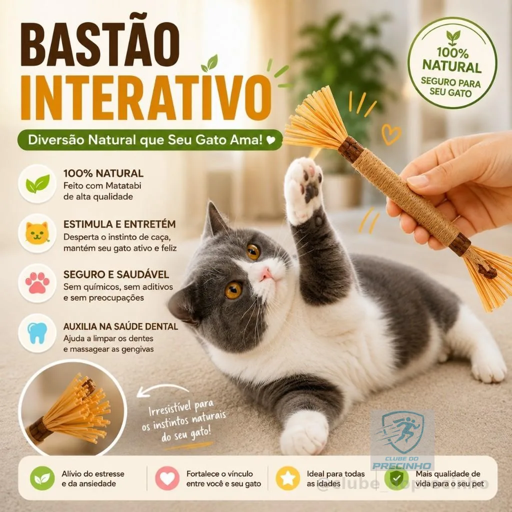 Bastão Mordedor Natural para Gato – Alívio do Estresse e Saúde Bucal