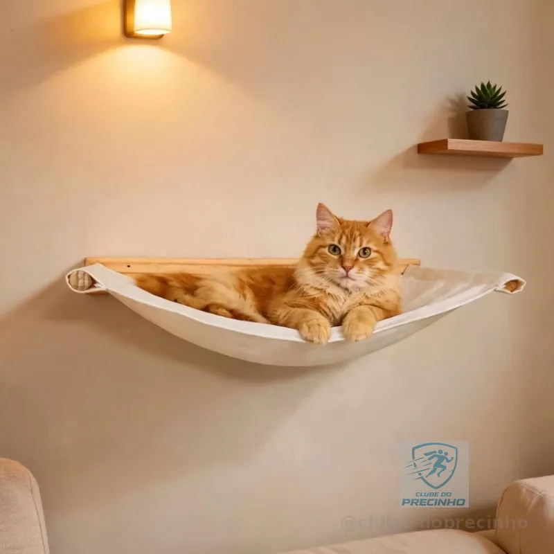 Rede Cama De Parede Grande Suspensa Para Gatos Brie Pet Bege