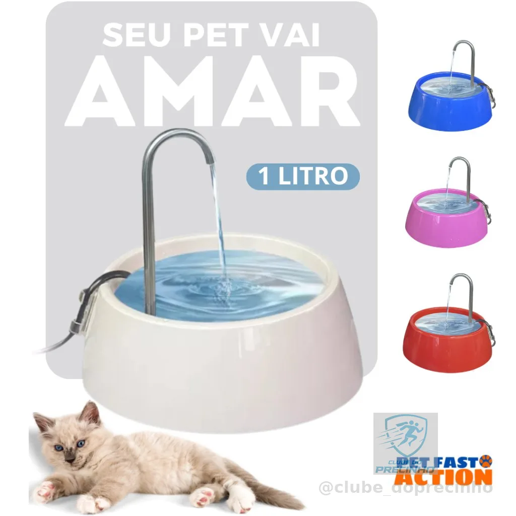 Fonte De Agua Para Gatos 1 Litro Bebedouro Para Gato Automático