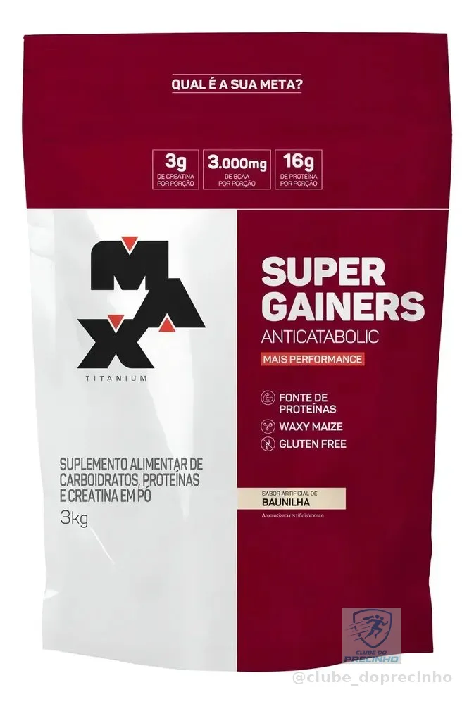 Hipercalórico 3kg Super Gainers Max Titanium Baunilha Alto Valor Calórico