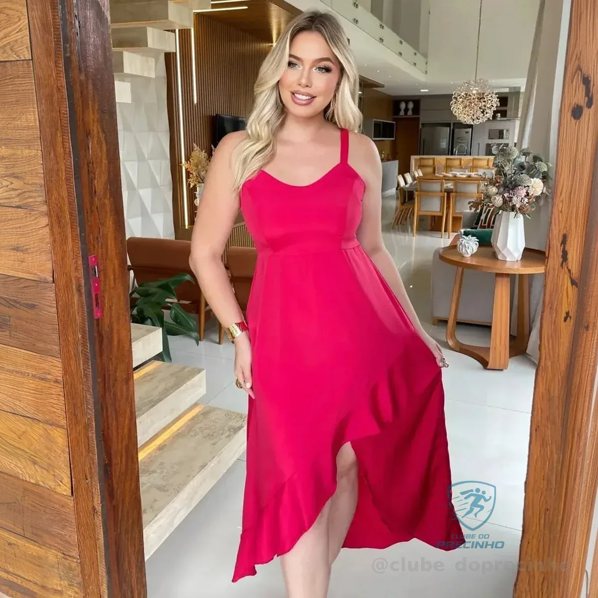 Vestido Longo Midi Social Feminino Pitanga Doce Elegante Rosa M-40