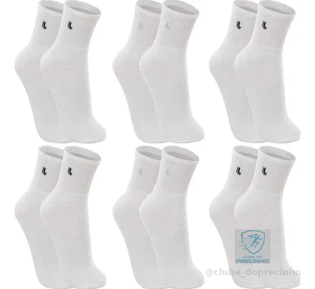Kit 6 Pares Meias Lupo Cano Médio Esportivas Academia