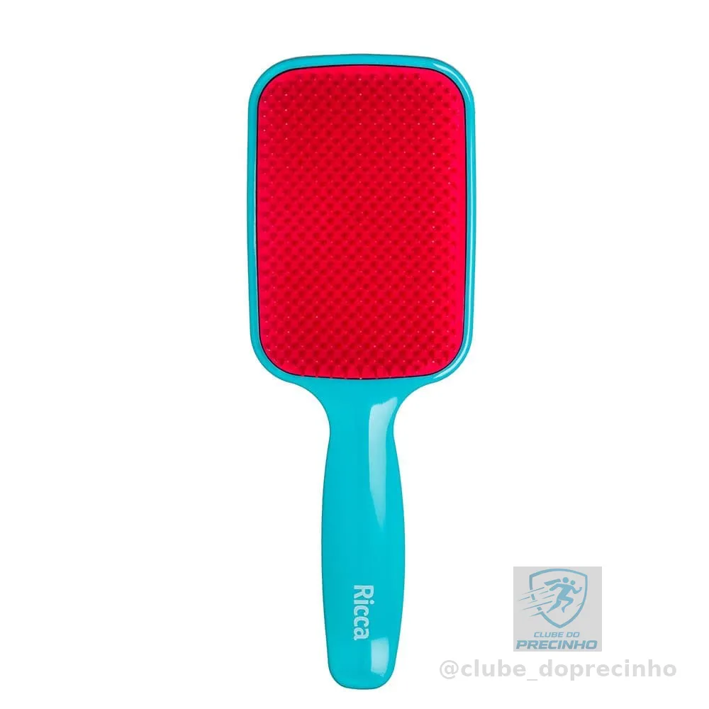 Ricca Escova Raquete Flex Blue, Desembaraça sem quebrar, para todos os tipos de cabelo, 1 unidade