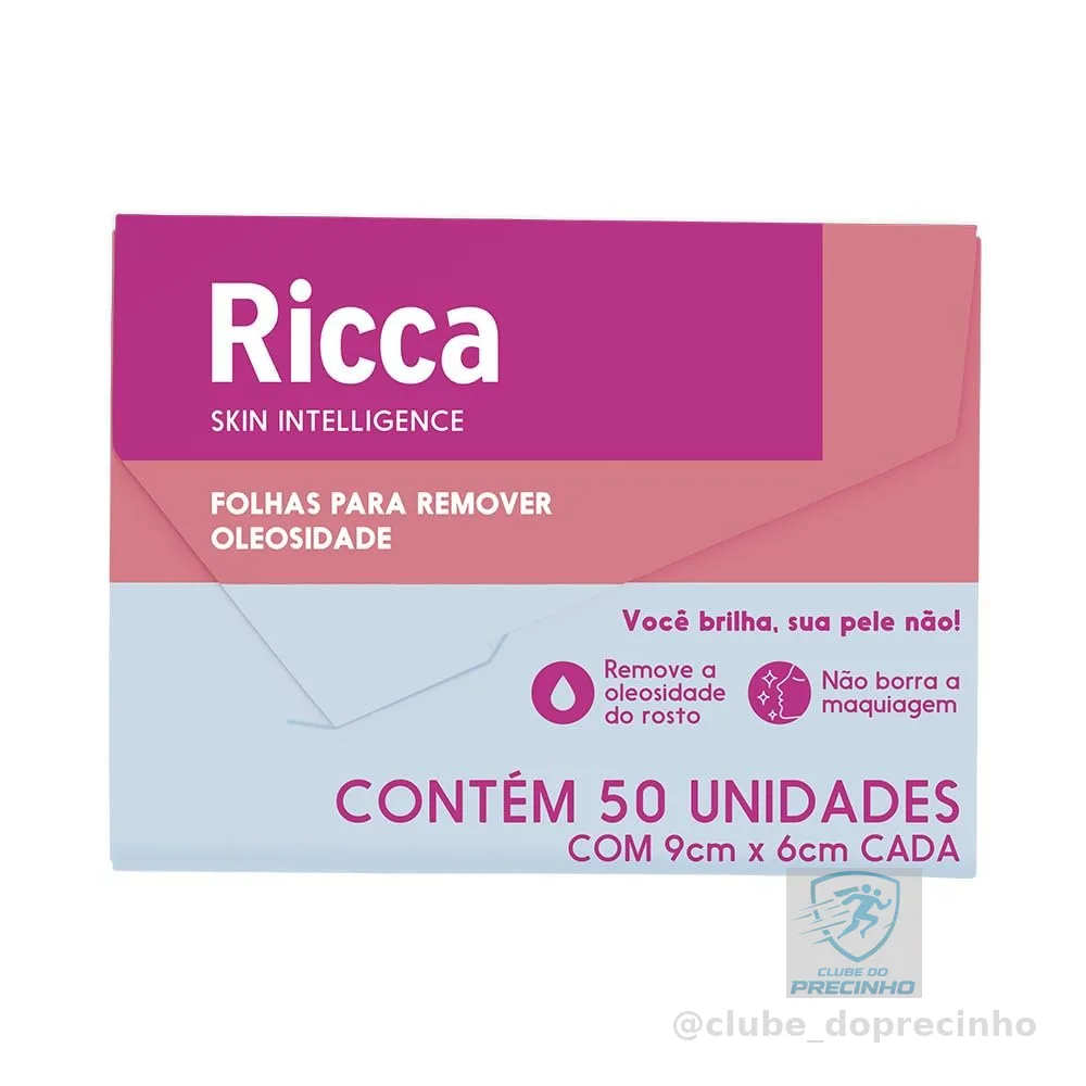 Ricca, Lenços Absorventes de Oleosidade para o Rosto, 50 unidades