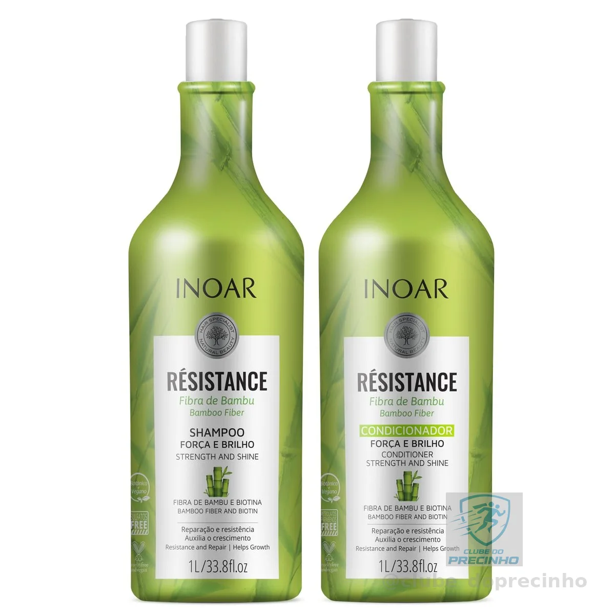 Inoar, Kit Resistance Bambu – Shampoo e Condicionador 1L, Fortalecimento e Crescimento Capilar, Hidratação e Brilho, Para Cabelos Danificados ou Quebradiços