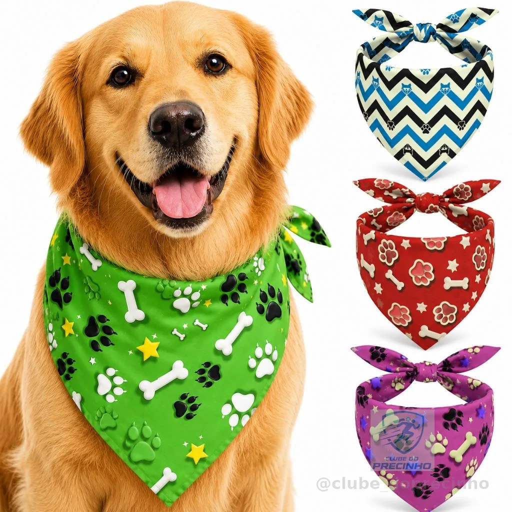 Kit 3 Bandanas Para Cachorro Pet Cães Tecido Macio Pequeno Médio Grande Lenço Pet