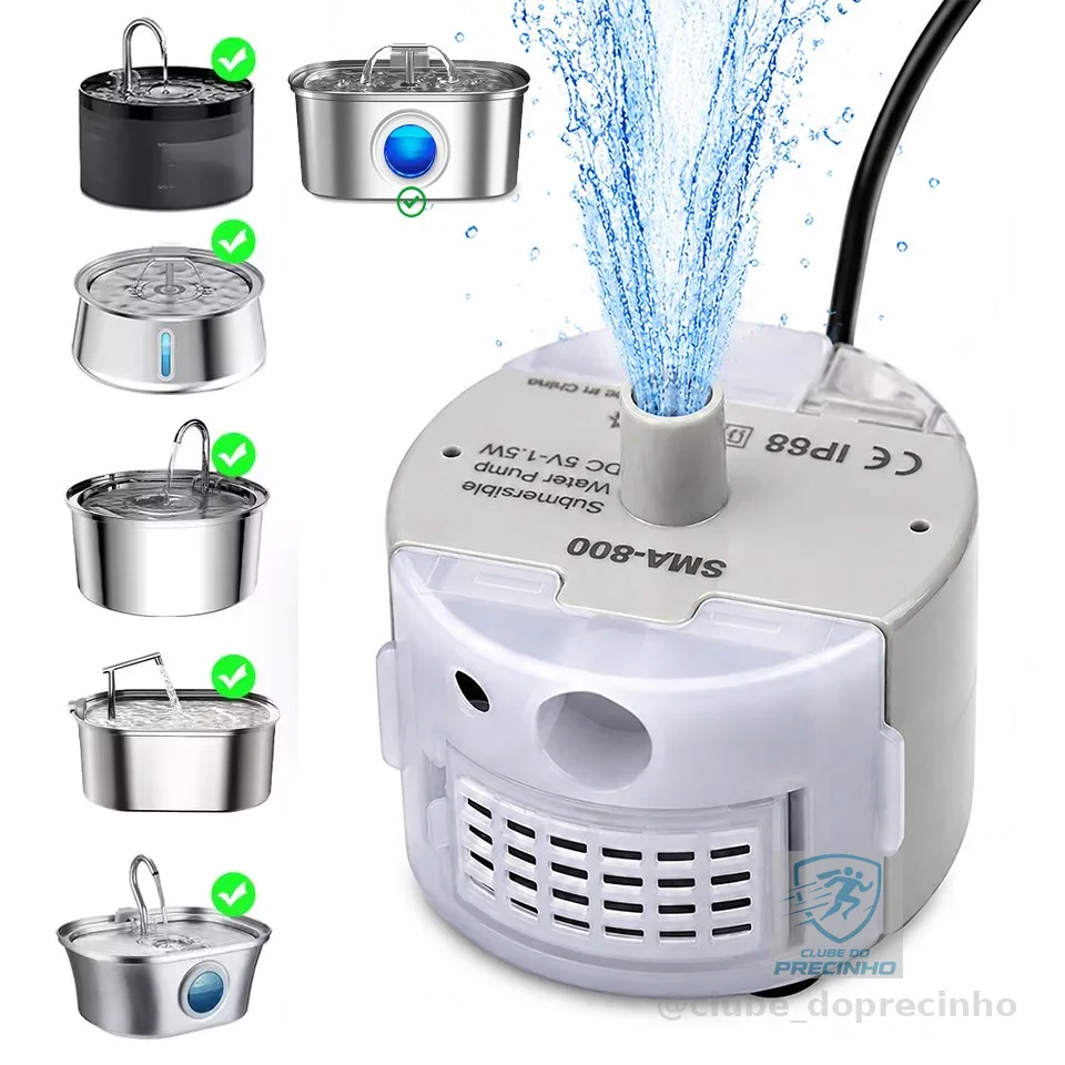 Bomba para Bebedouro de Gatos, Bomba de Reposição para Bebedouros de Pet de Estimação, Bomba de água Mute DC 5V/1A