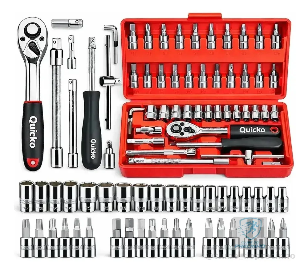 Kit Ferramentas 46 Peças Com Soquetes e Chaves Para Carro e Casa