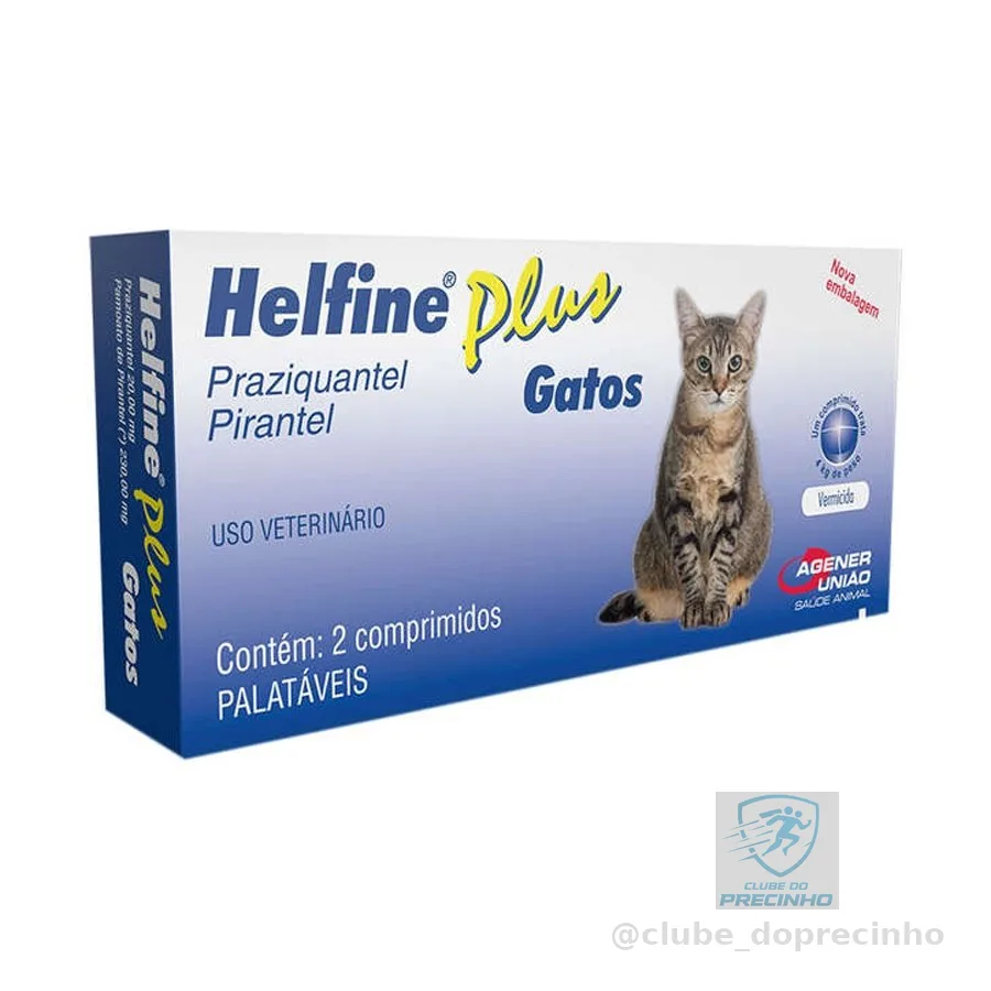 Vermífugo para Gatos Helfine Plus 2 Comprimidos Agener União