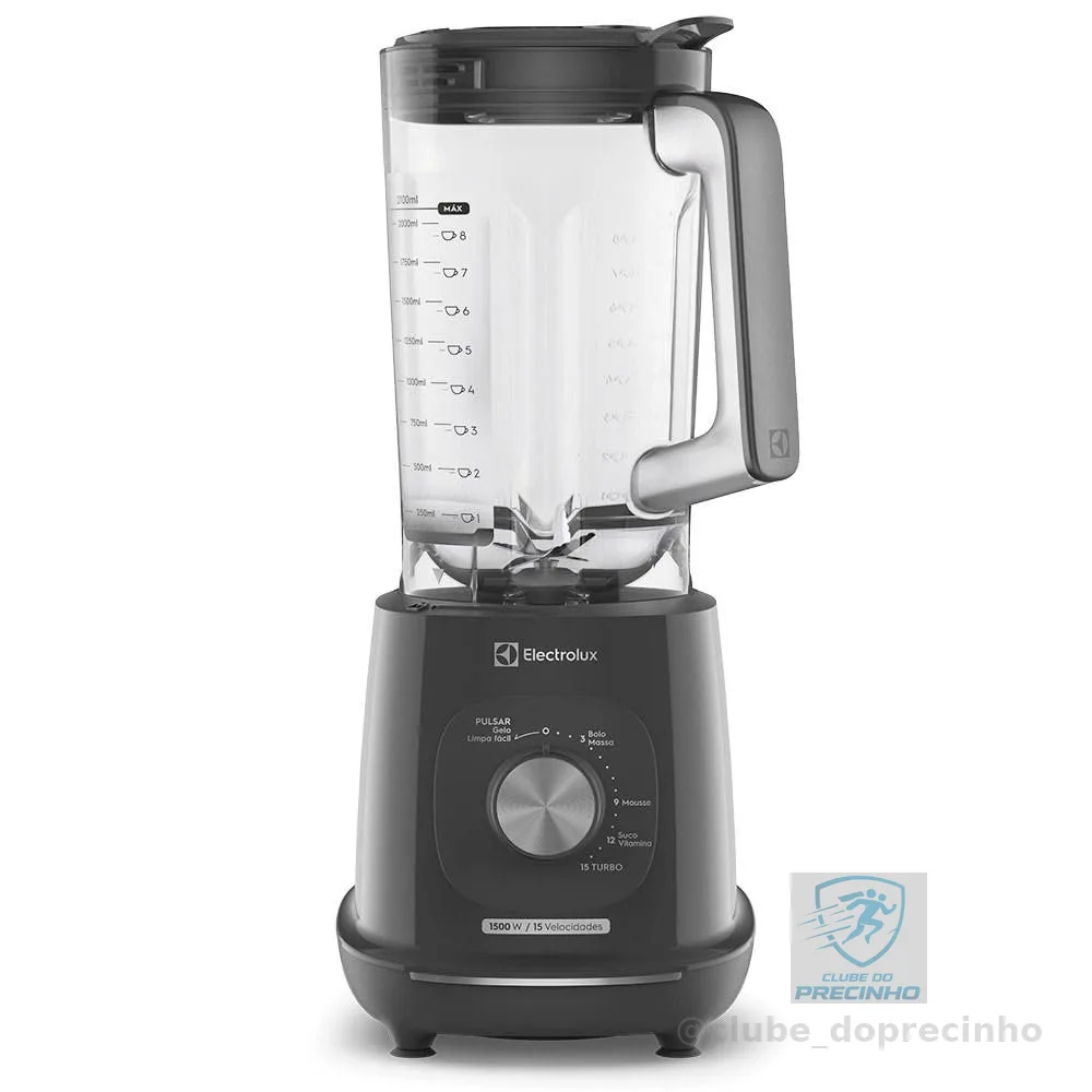 Liquidificador Electrolux 1500W 3,2L Pulsar 3 em 1 15receitas pre-programadas Efficient com TriForce 15 Velocidades Cinza EBL1500 127V