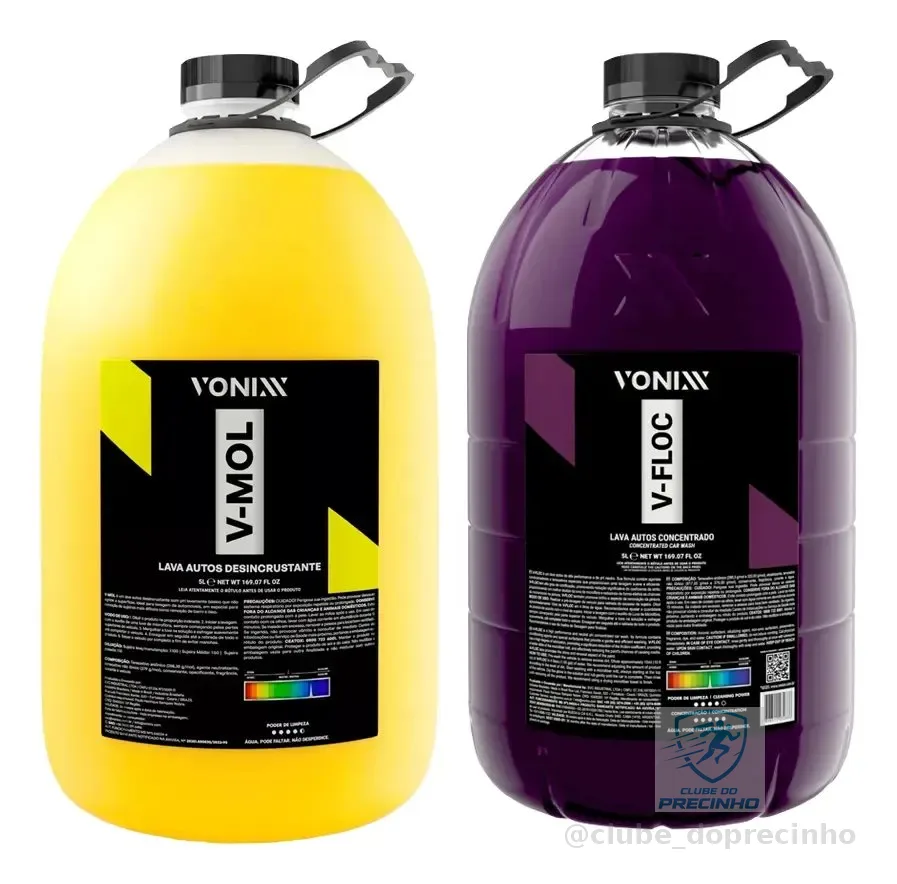 Kit Lavagem e Pré-Lavagem Vonixx com V-Floc e V-Mol - 5 L