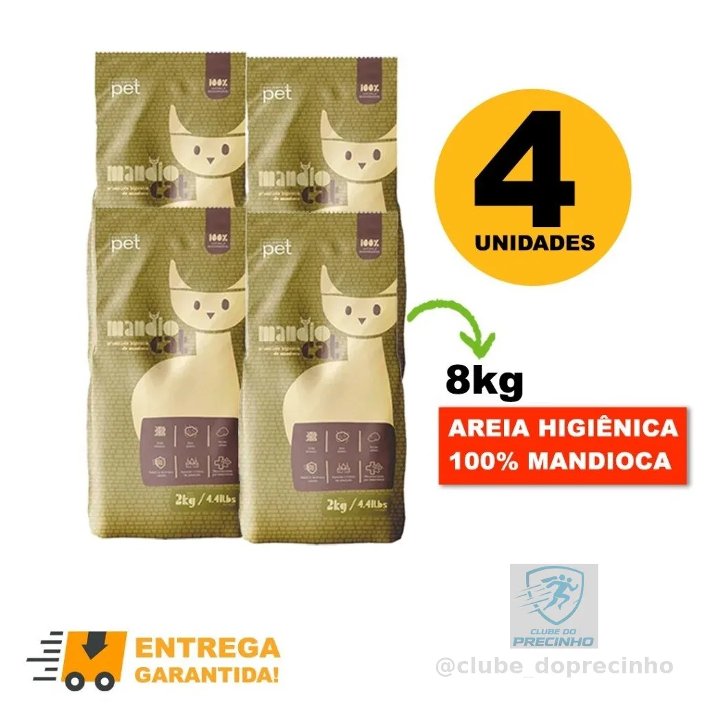 Areia de Gato MandioCat Biodegradável higiênica natural 100% Mandioca 8KG - Envio Rapido