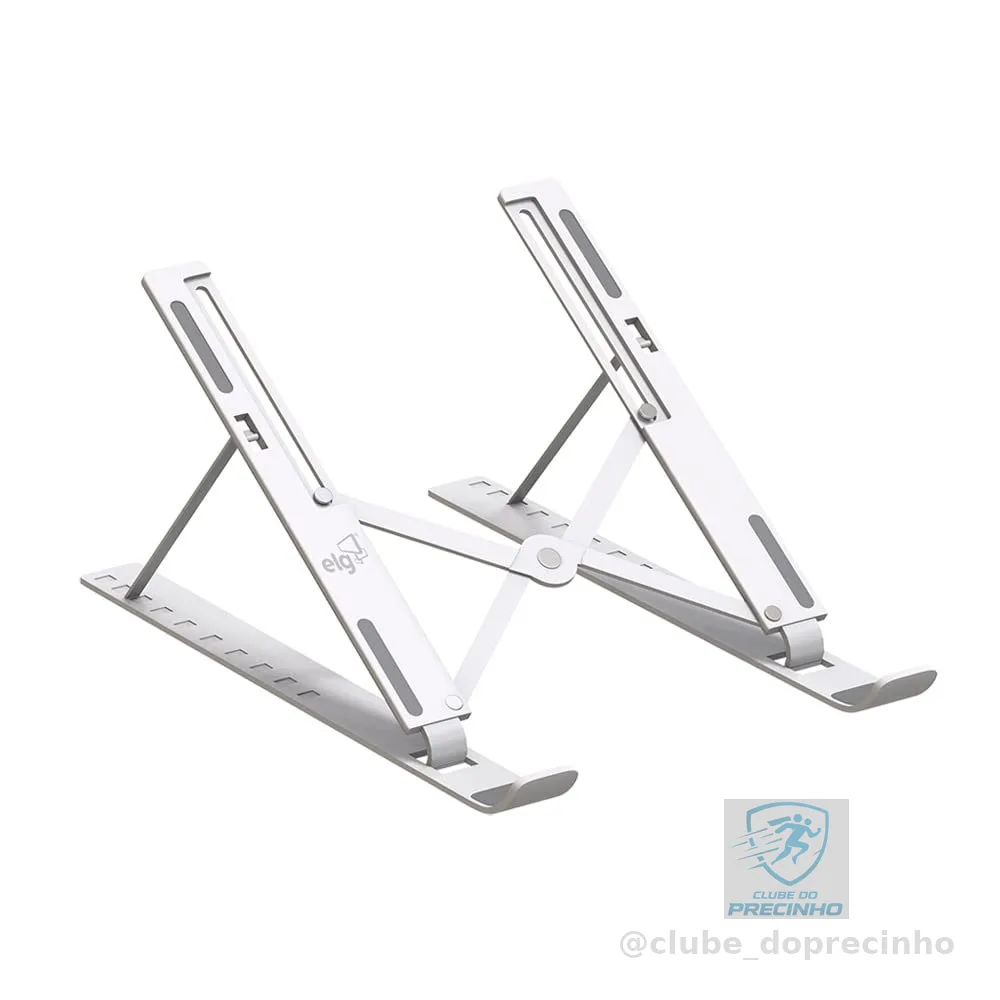 Suporte de Mesa Portátil para Notebook/Laptop de 10" a 17,3", 10 Níveis de Regulagem, Dobrável, Inclui Bolsa de Transporte, Branco, NTB8520W, ELG