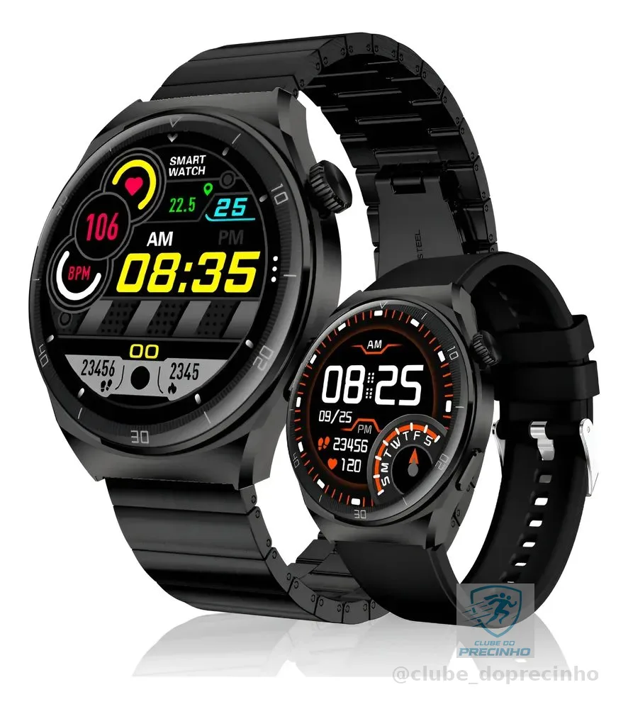 Relógio Inteligente Smartwatch Aurafit Am05 Tela Amoled 1.43 Laranja Sport Preto