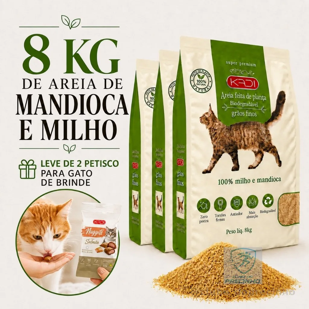 Areia Gato de Milho e Mandioca 8kg