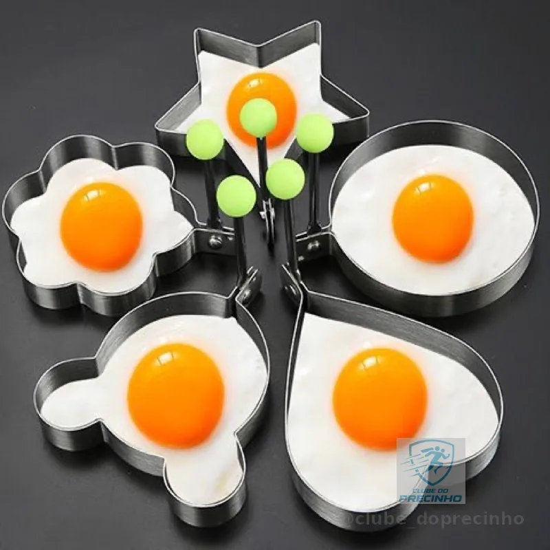 5 peças Molde Forma Omeleteira Panqueca Ovo Frito Aço Inox (4034)