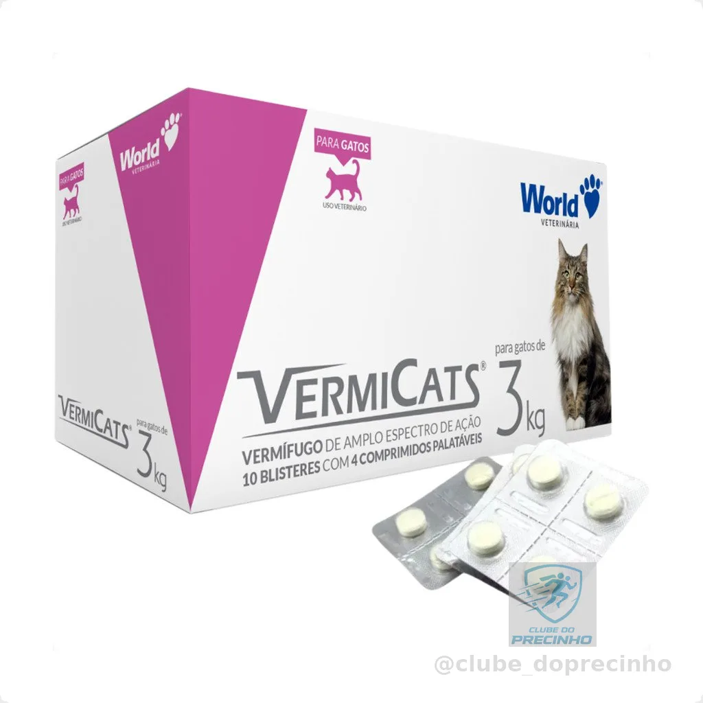 VermiCats Vermífugo World para Gatos de 3Kg - 1 Blíster 4 Comprimidos