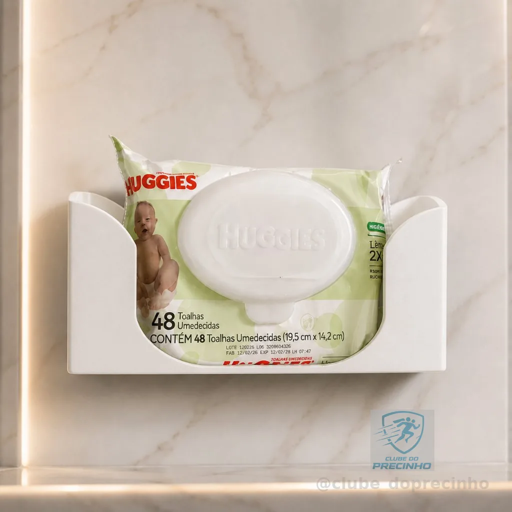 Suporte para Lenço Umedecido de Parede Organizador 48 e 96 Folhas Lavabo Trocador de Bebê Clínica Design Minimalista