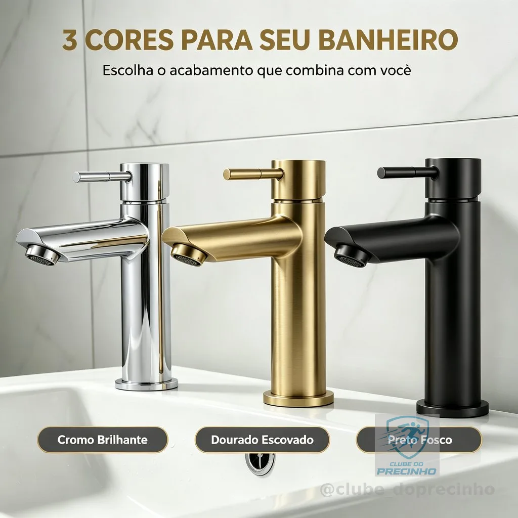 Torneira Inox Água Fria Única Para Lavatório Banheiro Resistente Ferrugem Preto/Dourado/Prateado