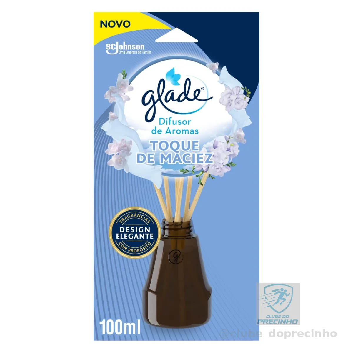 Glade Difusor de Ambiente Toque de Maciez, Frasco 100ml e 6 Varetas